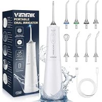 Vimmk Irrigatore Orale Senza Fili, Idropulsore Dentale ad Acqua con Irrigatore Orale Dentale Ricaricabile Impermeabile IPX7 per Viaggi a Casa (Bianco)