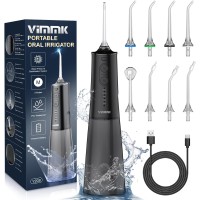 Vimmk Irrigatore Orale Senza Fili, Idropulsore Dentale ad Acqua con Irrigatore Orale Dentale Ricaricabile Impermeabile IPX7 per Viaggi a Casa (Nero)